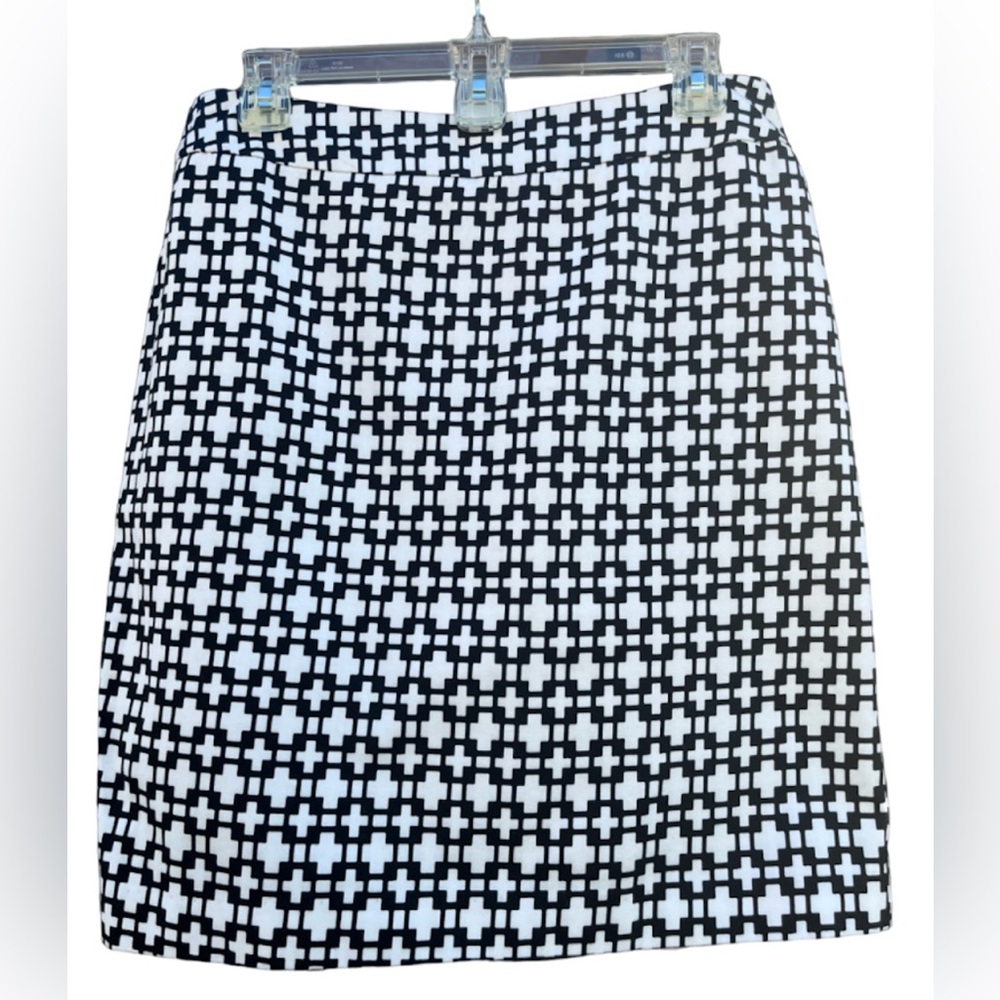 Cynthia Rowley Cotton Mini Skirt Geometric Print Black White Size 8
